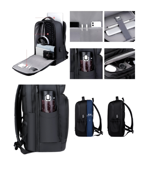 MOCHILA VIAJERA EXPANDIBLE #2  - NEGRO